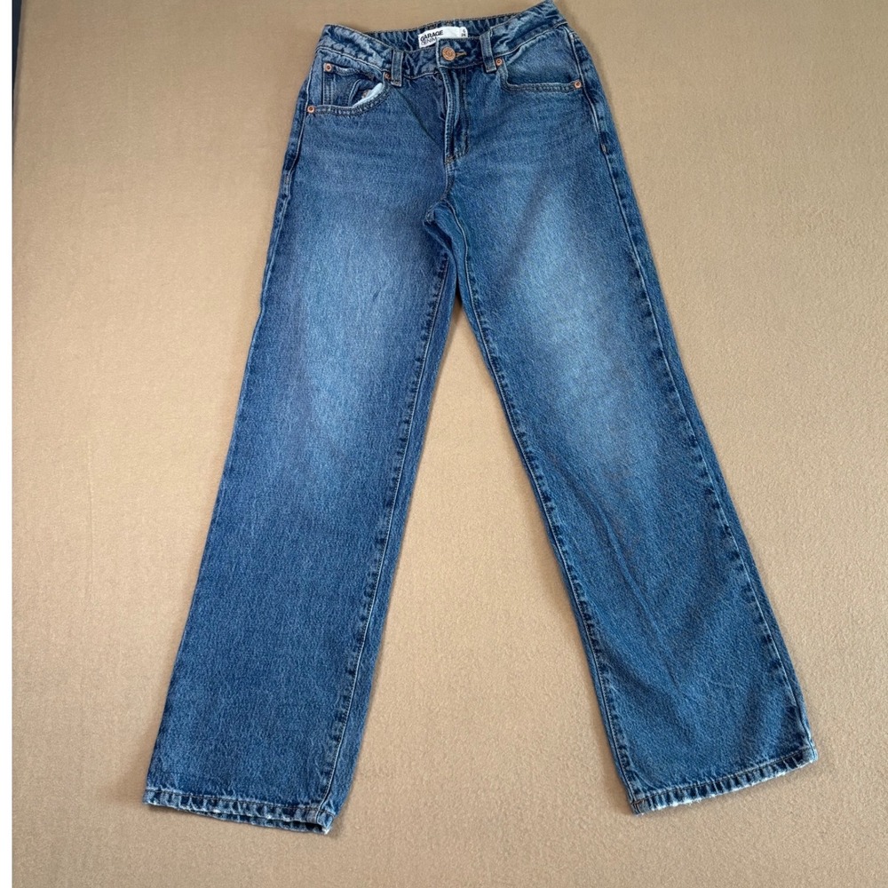 Garage Denim 90s Straight Leg Jeans Medium Blue Wash Size 0 24 High Waist